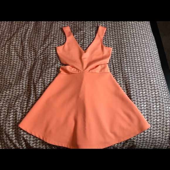 Peach Mini Cut Out Dress - Picture 1 of 3